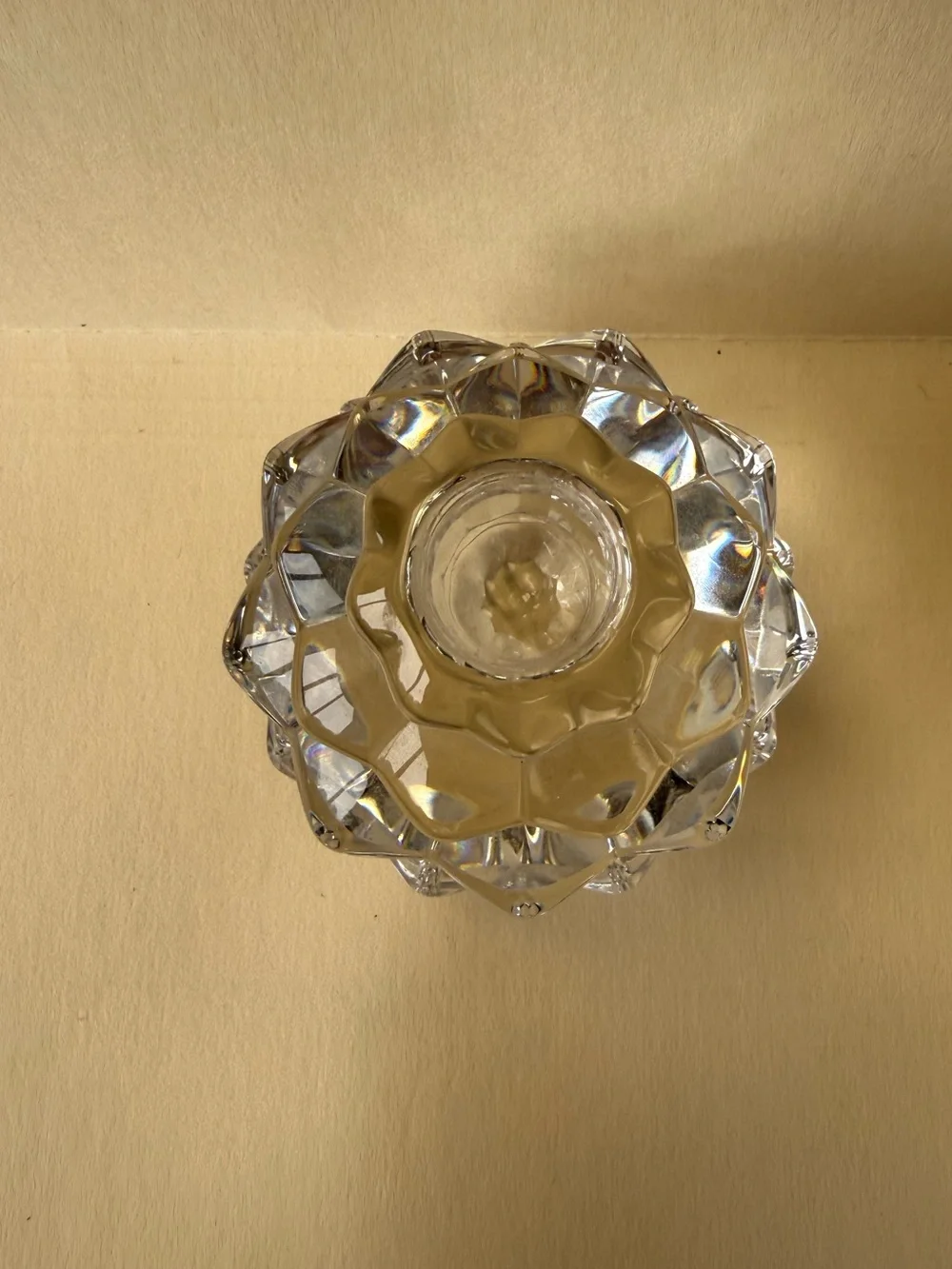 Tiffany & Co. Clear Crystal Glass Pinecone Candlestick Holder Paperweight.